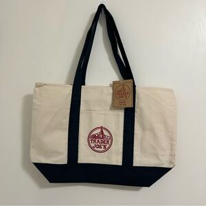 NWT Trader Joe's Iconic Canvas Tote Bag Blue